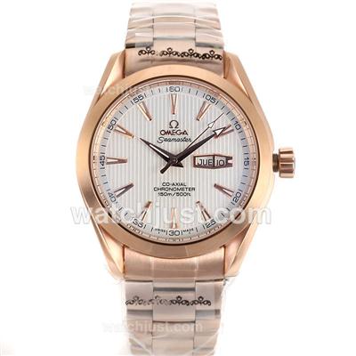 Omega Seamaster Aqua Terra Automatic Full Rose Gold with White Dial