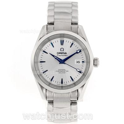 Omega Seamaster Automatic Blue Stick Markers with White Dial S/S