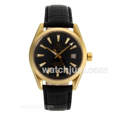 Omega Seamaster Automatic Full Gold Case with Black Dial-Same Chassis As Swiss Version-High Quality