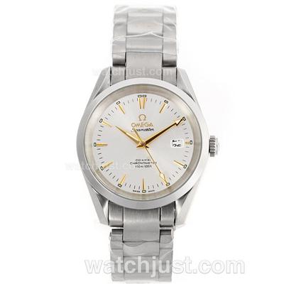 Omega Seamaster Automatic Glod Stick Marking with White Dial S/S