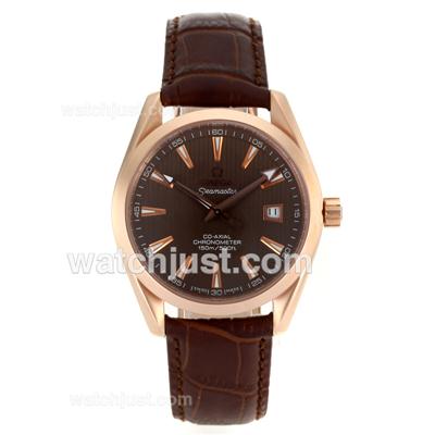 Omega Seamaster Automatic Rose Gold Case with Brown Dial-Same Chassis As Swiss Version-High Quality