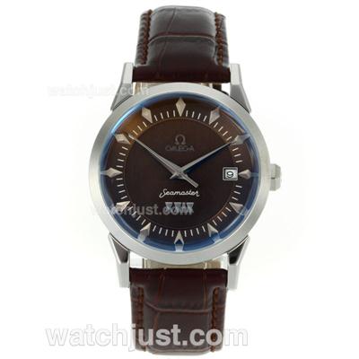 Omega Seamaster Automatic Stick Markers with Brown Dial-Brown Leather Strap