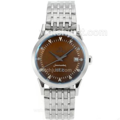 Omega Seamaster Automatic Stick Markers with Brown Dial-S/S