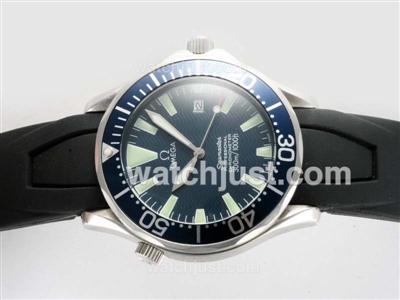 Omega Seamaster Automatic with Blue Dial-Rubber Strap