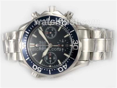 Omega Seamaster Chrono Diver 300m Swiss Valjoux 7750 Movement with Blue Dial