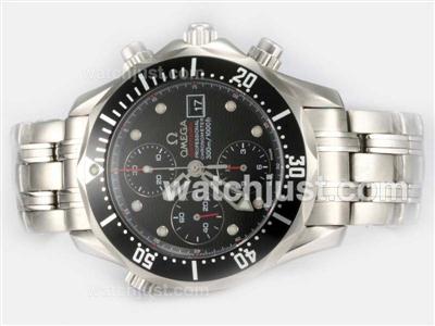 Omega Seamaster Chronograph Swiss Valjoux 7750 Movement with Black Dial-Red Marking