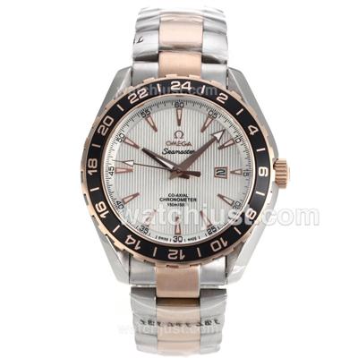 Omega Seamaster Co-Axial Two Tone Stick Markers with White Dial
