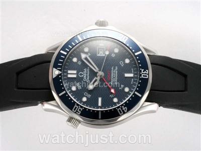 Omega Seamaster GMT Working Automatic with Blue Dial-Rubber Strap