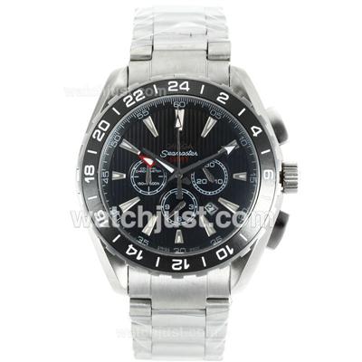 Omega Seamaster GMT Working Chronograph Black Ceramic Bezel with Black Dial