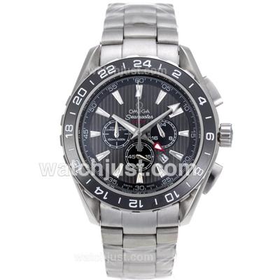 Omega Seamaster Panet Ocean GMT Working Chronograph Ceramic Bezel with Black Dial S/S-Sapphire Glass