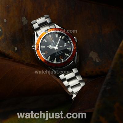 Omega Seamaster Planet Ocean Automatic Orange Bezel with Black Dial S/S(Gift Box and Leather Strap Included)