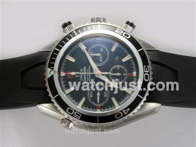 Omega Seamaster Planet Ocean Chronograph Swiss Valjoux 7750 Movement Black Dial with AR Coating -Rubber Strap