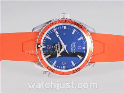 Omega Seamaster Planet Ocean with Orange Bezel-Same Chassis As ETA Version-Rubber Strap