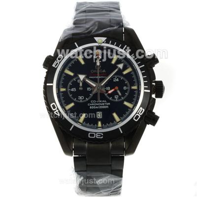 Omega Seamaster Planet Ocean Working Chronograph Full PVD with Black Dial