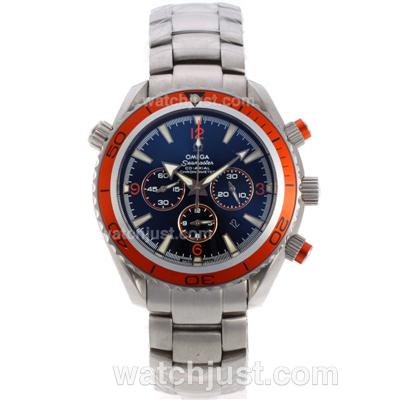 Omega Seamaster Planet Ocean Working Chronograph Orange Bezel with Black Dial S/S-Medium Size