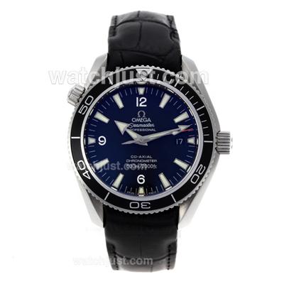 Omega Seamaster Swiss ETA 2824 Movement with Black Dial-Leather Strap