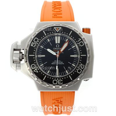 Omega Seamaster Swiss ETA 2836 Movement with Black Dial-Orange Rubber Strap