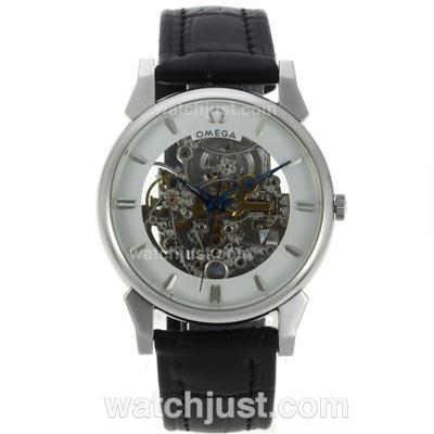 Omega Skeleton Automatic with Black Leather Strap