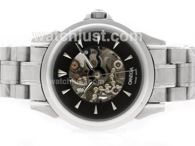 Omega Skeleton Automatic with Black S/S-Lady Size