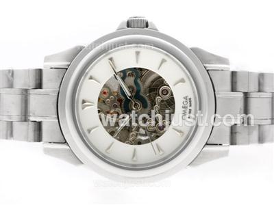 Omega Skeleton Automatic with White S/S-Lady Size