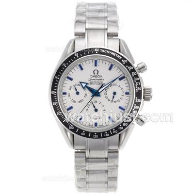 Omega Speedmaster Automatic Blue Markers with White Dial S/S