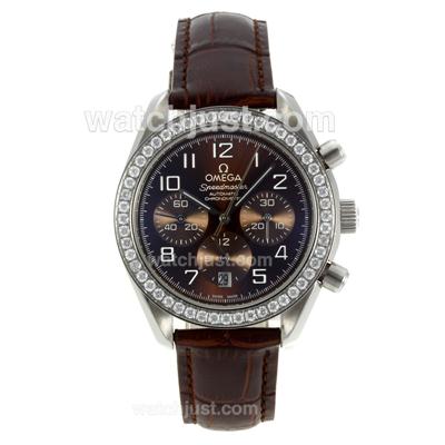Omega Speedmaster Automatic Diamond Bezel with Brown Dial-Lady Size