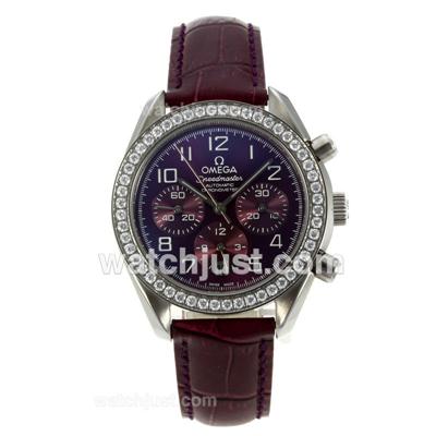 Omega Speedmaster Automatic Diamond Bezel with Purple Dial-Lady Size