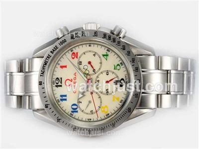 Omega Speedmaster Automatic with Beige Dial-Olympic Edition
