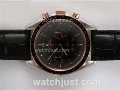 Omega Speedmaster Chronograph Lemania Movement Two Tone Case with Black Dial and Bezel Limited Edition