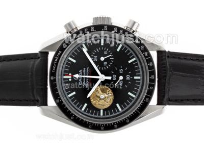 Omega Speedmaster Moon Watch 40th Anniversary Limited Edition Working Chronograph with Golden Medallion-Leather Strap