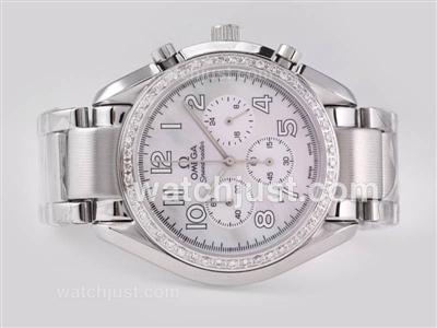 Omega Speedmaster Working Chronograph Diamon Bezel with MOP Dial-Sapphire Glass