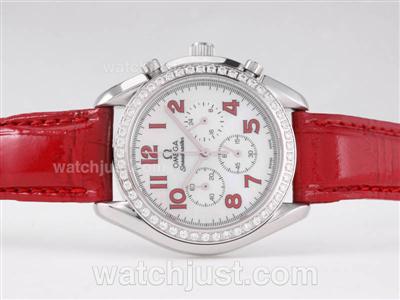 Omega Speedmaster Working Chronograph Diamond Bezel WIth Red Marking-Sapphire Glass