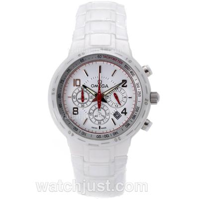 Omega Speedmaster Working Chronograph Full White Authentic Ceramic with White Dial