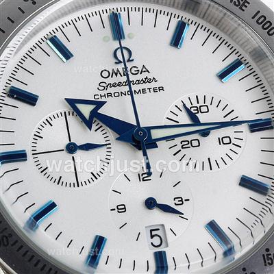 Omega Speedmaster Working Chronograph White Dial with Blue Marking