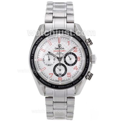 Omega Speedmaster Working Chronograph with White Checkered Dial-New Versioin