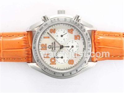 Omega Speedmaster Working Chronograph with White Dial-Orange Marking and Strap Lady Size