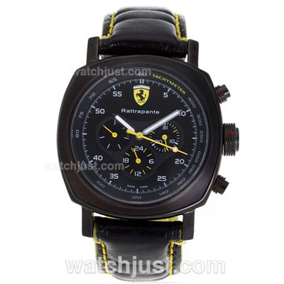 Panerai Ferrari Automatic PVD Case with Black Dial- Leather Strap