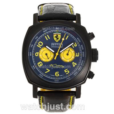 Panerai Ferrari Automatic PVD Case with Blue Dial-Leather Strap