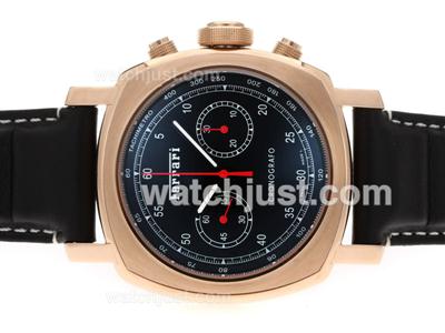 Panerai Ferrari Chronograph Lemania Movement Rose Gold Case with Black Dial and Strap