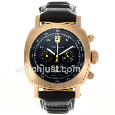 Panerai Ferrari Rattapante Working Chronograph Rose Gold Case with Black Dial