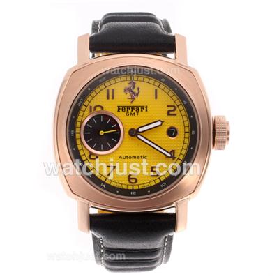 Panerai Ferrari Scuderia FER 00002 Automatic Rose Gold Case with Yellow Dial-AR Coating