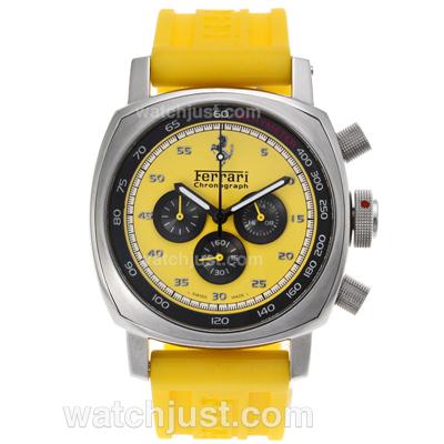 Panerai Ferrari Working Chronograph with Yellow Dial-Rubber Strap