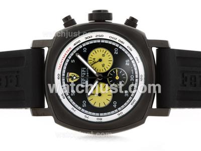 Panerai For Ferrari Rattrapante Working Chronograph PVD Case with Black Dial-Rubber Strap