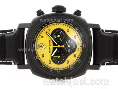 Panerai For Ferrari Rattrapante Working Chronograph PVD Case with Yellow Dial