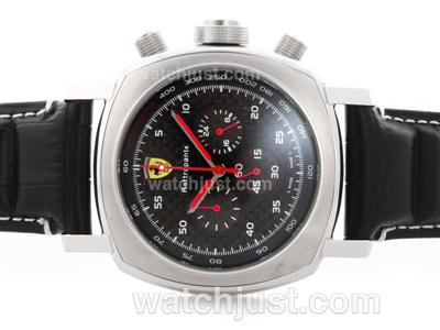 Panerai For Ferrari Rattrapante Working Chronograph with Black Carbon Fibre Dial - Leather Strap