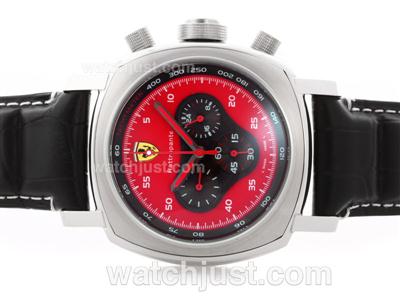 Panerai For Ferrari Rattrapante Working Chronograph with Red Dial - Leather Strap