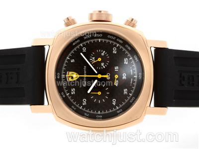 Panerai For Ferrari Rettrapante Working Chrono Rose Gold Case with Black Carbon Fibre Style Dial-Rubber Strap