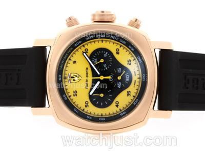 Panerai For Ferrari Rettrapante Working Chronograph Rose Gold Case with Yellow Dial-Rubber Strap