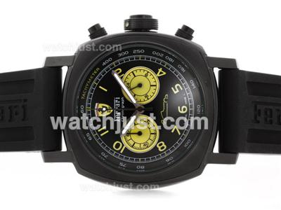 Panerai For Ferrari Working Chronograph PVD Case with Black Dial-Rubber Strap