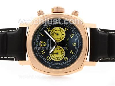 Panerai For Ferrari Working Chronograph Rose Gold Case with Black Dial-Yellow Number Marking